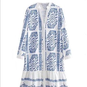 'MON' BOHEMIAN PRINTED EMBROIDERY BUTTON DRESS